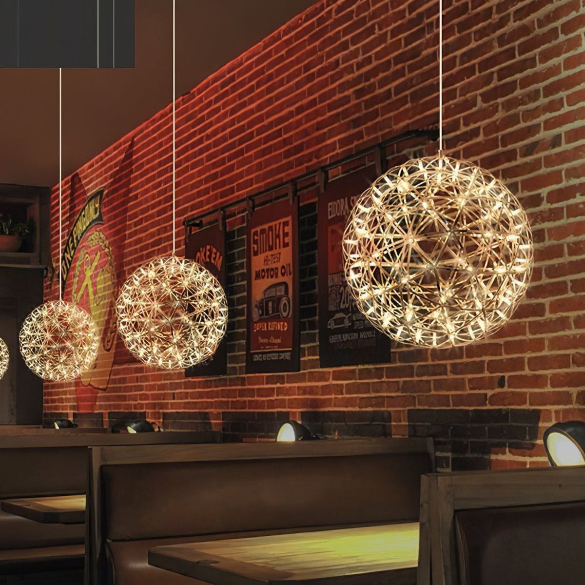 Pendant Lamp Modern Geometric Globe with Integrated LED Sparkling Sphere