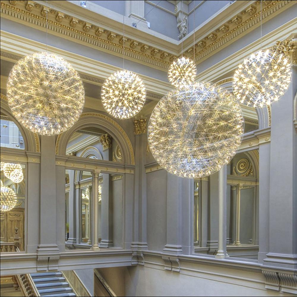 Pendant Lamp Modern Geometric Globe with Integrated LED Sparkling Sphere