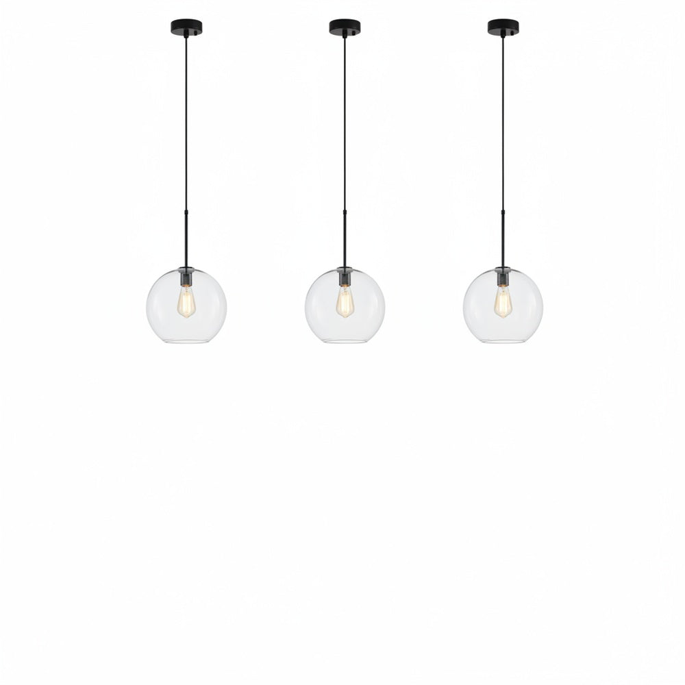 Pendant Lamp Modern Globe with Clear Glass Shade and Adjustable Height