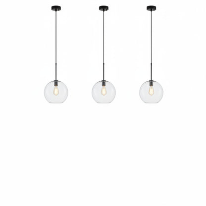Pendant Lamp Modern Globe with Clear Glass Shade and Adjustable Height