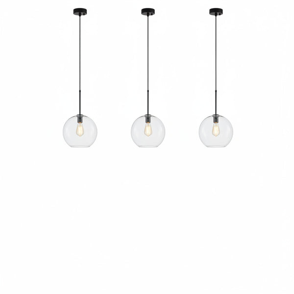 Pendant Lamp Modern Globe with Clear Glass Shade and Adjustable Height
