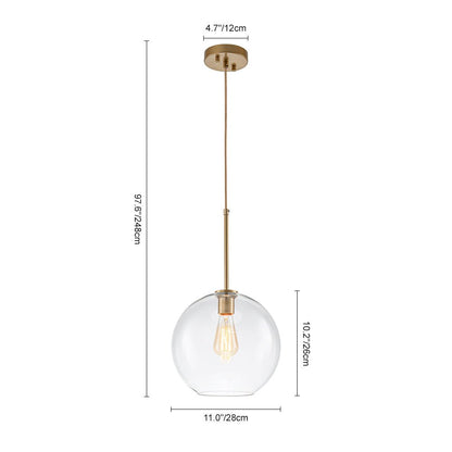 Pendant Lamp Modern Globe with Clear Glass Shade and Adjustable Height