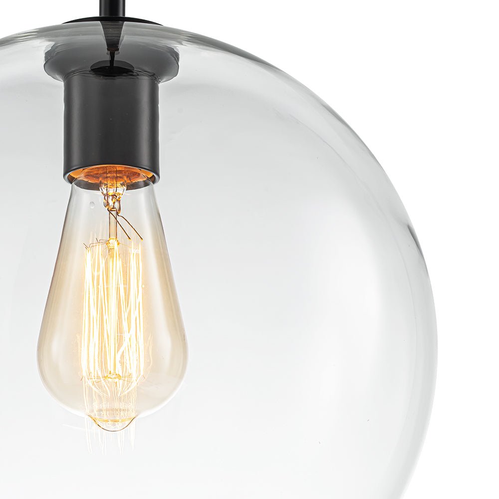 Pendant Lamp Modern Globe with Clear Glass Shade and Adjustable Height