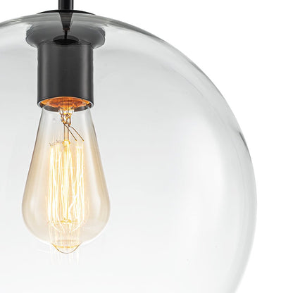 Pendant Lamp Modern Globe with Clear Glass Shade and Adjustable Height