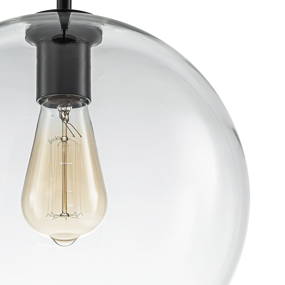 Pendant Lamp Modern Globe with Clear Glass Shade and Adjustable Height