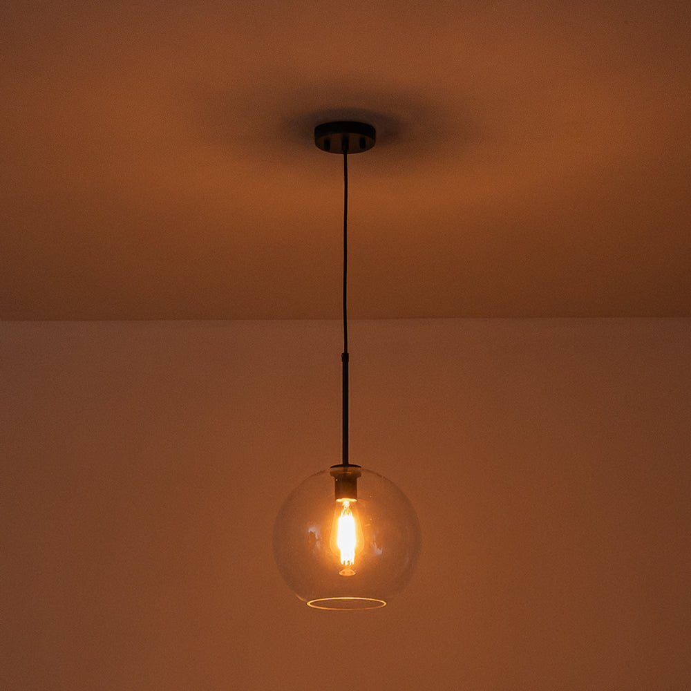 Pendant Lamp Modern Globe with Clear Glass Shade and Adjustable Height