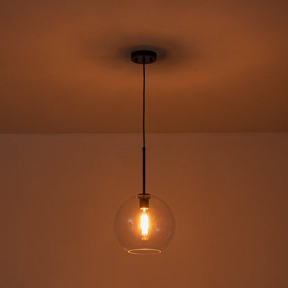 Pendant Lamp Modern Globe with Clear Glass Shade and Adjustable Height
