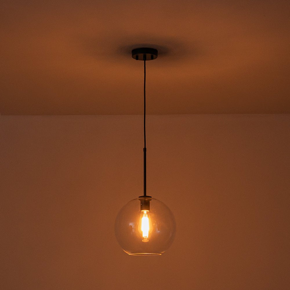 Pendant Lamp Modern Globe with Clear Glass Shade and Adjustable Height
