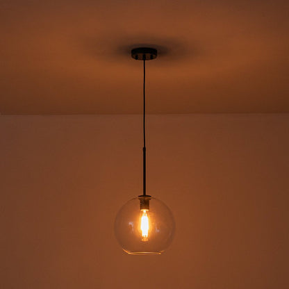 Pendant Lamp Modern Globe with Clear Glass Shade and Adjustable Height