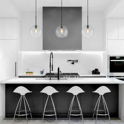 Pendant Lamp Modern Globe with Clear Glass Shade and Adjustable Height