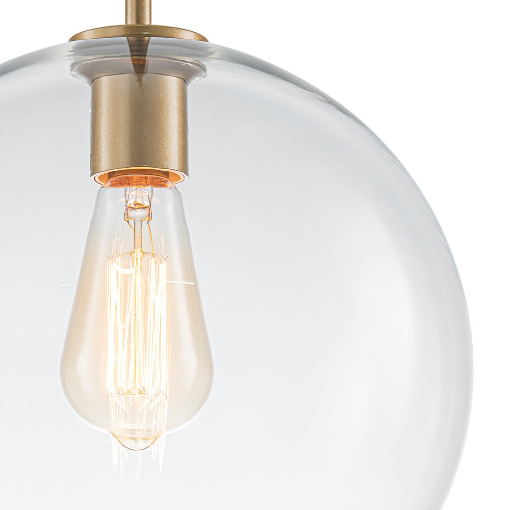 Pendant Lamp Modern Globe with Clear Glass Shade and Adjustable Height
