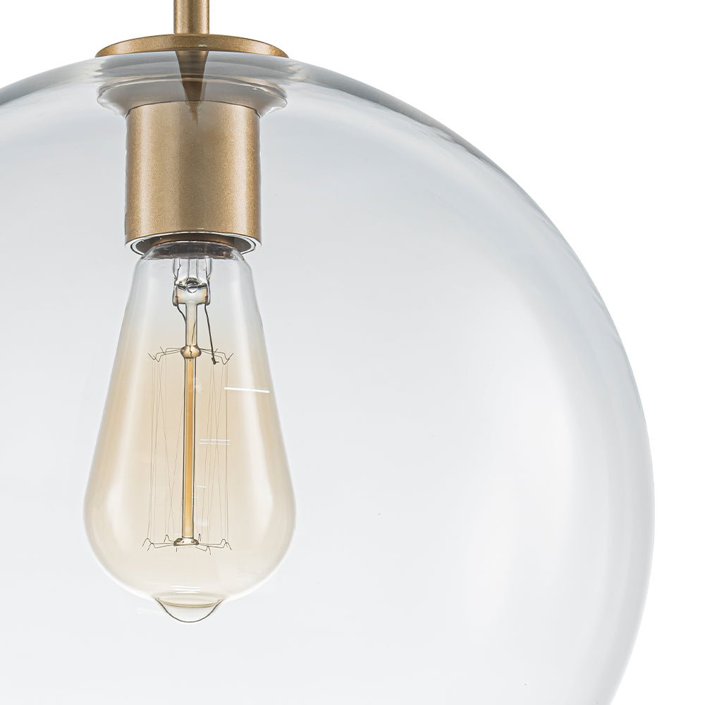 Pendant Lamp Modern Globe with Clear Glass Shade and Adjustable Height