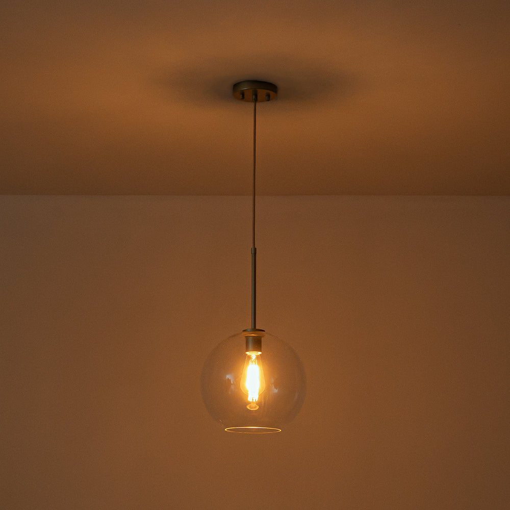 Pendant Lamp Modern Globe with Clear Glass Shade and Adjustable Height