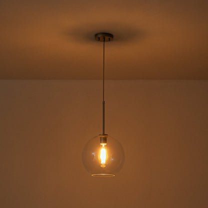 Pendant Lamp Modern Globe with Clear Glass Shade and Adjustable Height
