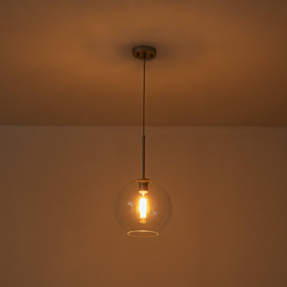 Pendant Lamp Modern Globe with Clear Glass Shade and Adjustable Height