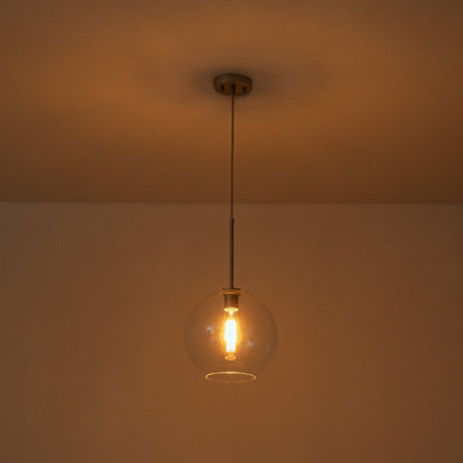 Pendant Lamp Modern Globe with Clear Glass Shade and Adjustable Height