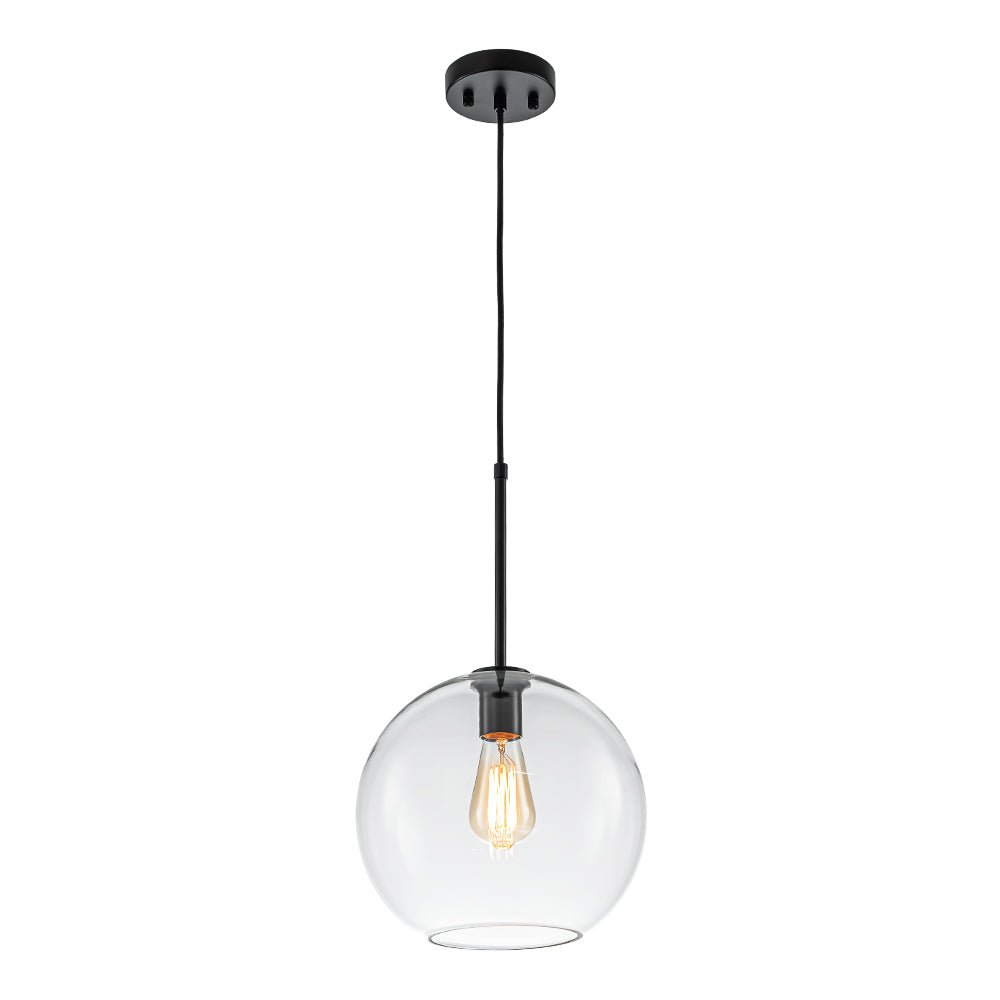 Pendant Lamp Modern Globe with Clear Glass Shade and Adjustable Height