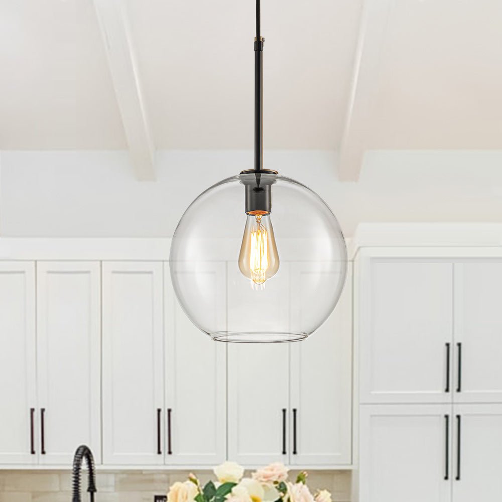 Pendant Lamp Modern Globe with Clear Glass Shade and Adjustable Height