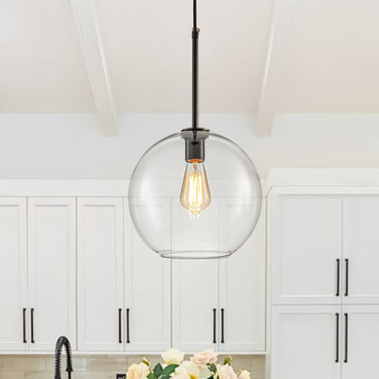 Pendant Lamp Modern Globe with Clear Glass Shade and Adjustable Height