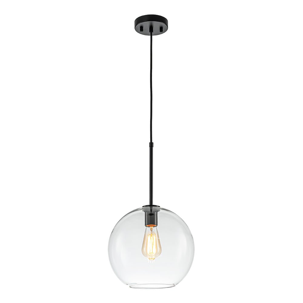 Pendant Lamp Modern Globe with Clear Glass Shade and Adjustable Height