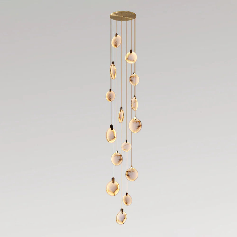 Pendant Lamp Modern Marble Disc Chandelier with Adjustable Height