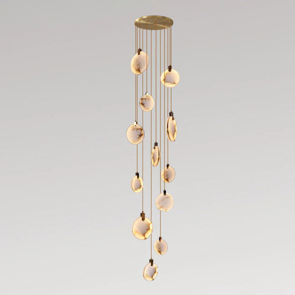 Pendant Lamp Modern Marble Disc Chandelier with Adjustable Height