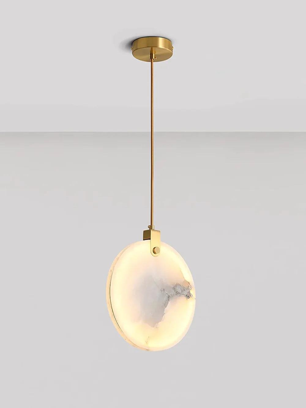 Pendant Lamp Modern Marble Disc Chandelier with Adjustable Height
