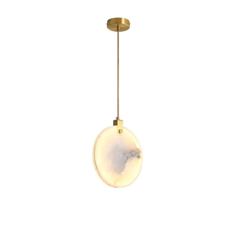 Pendant Lamp Modern Marble Disc Chandelier with Adjustable Height