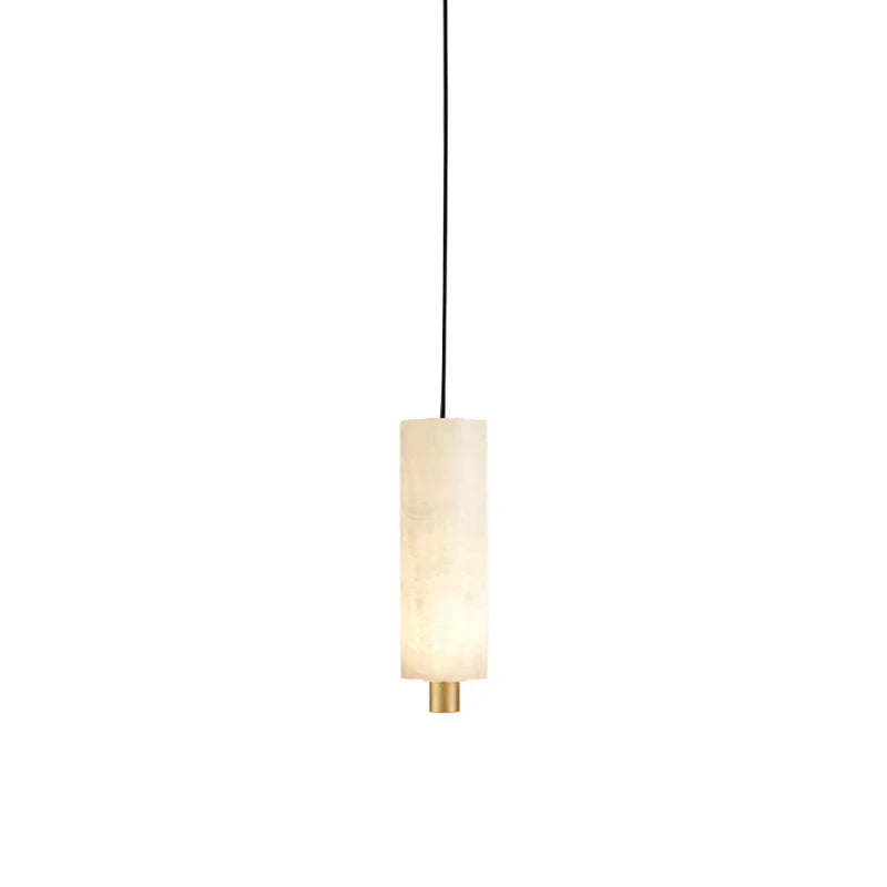 Pendant Lamp Modern Minimalist with Alabaster Cylinder Shades and Brass Fittings
