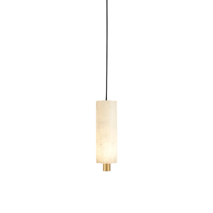 Pendant Lamp Modern Minimalist with Alabaster Cylinder Shades and Brass Fittings
