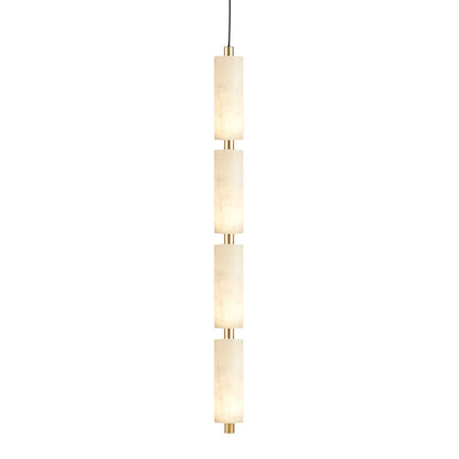 Pendant Lamp Modern Minimalist with Alabaster Cylinder Shades and Brass Fittings