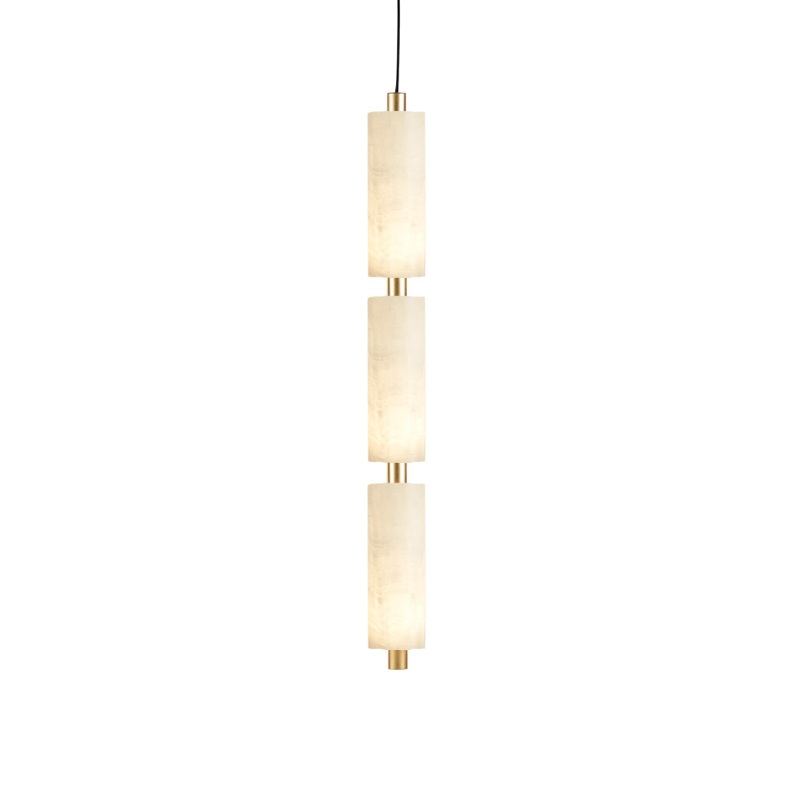 Pendant Lamp Modern Minimalist with Alabaster Cylinder Shades and Brass Fittings