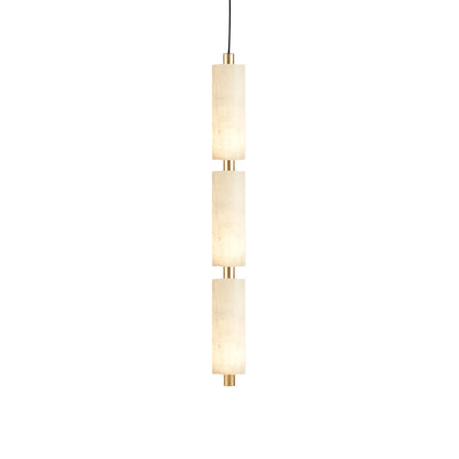 Pendant Lamp Modern Minimalist with Alabaster Cylinder Shades and Brass Fittings