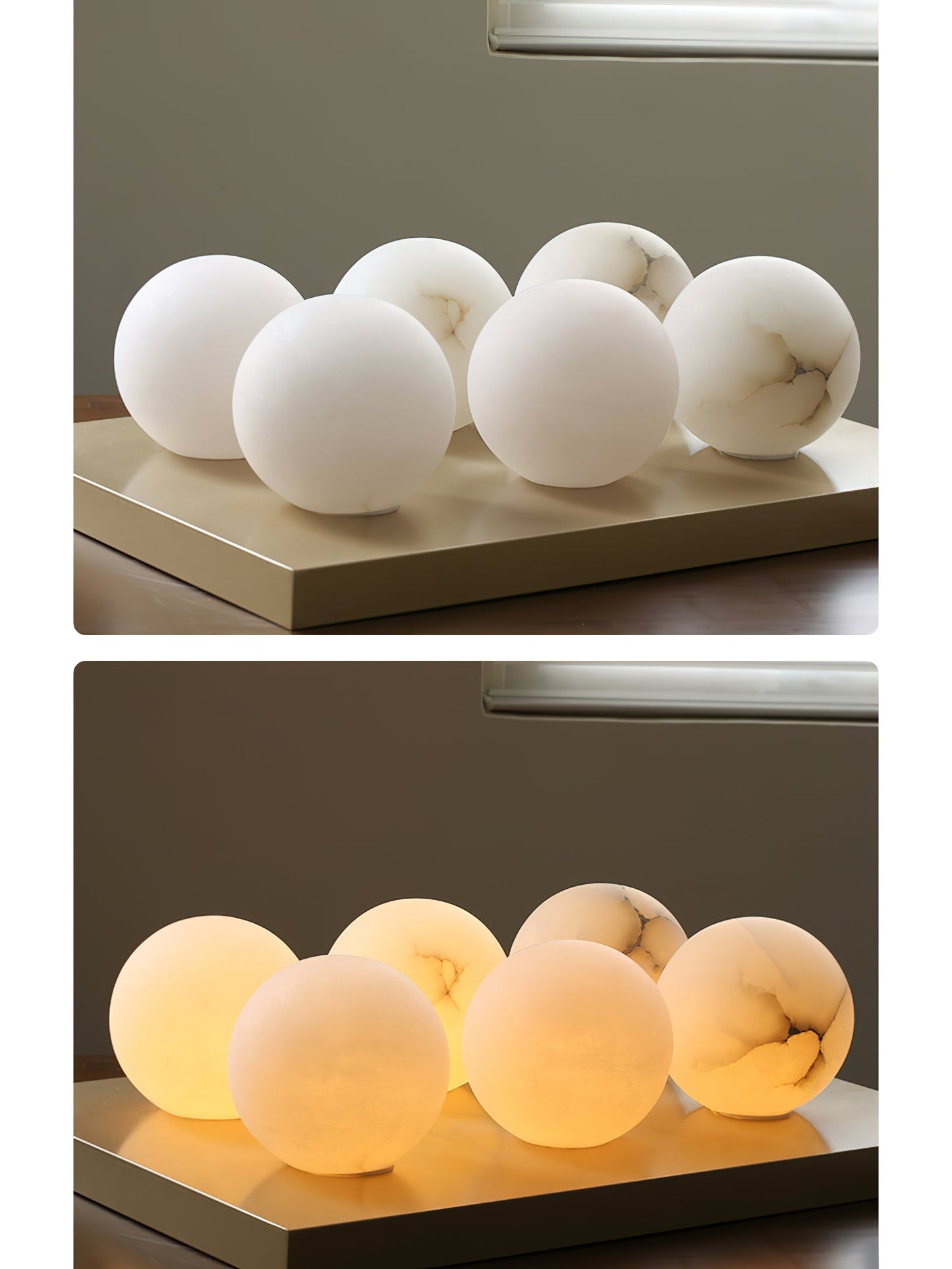 Pendant Lamp Modern Minimalist with Alabaster Globe Shade and Brass Fitting