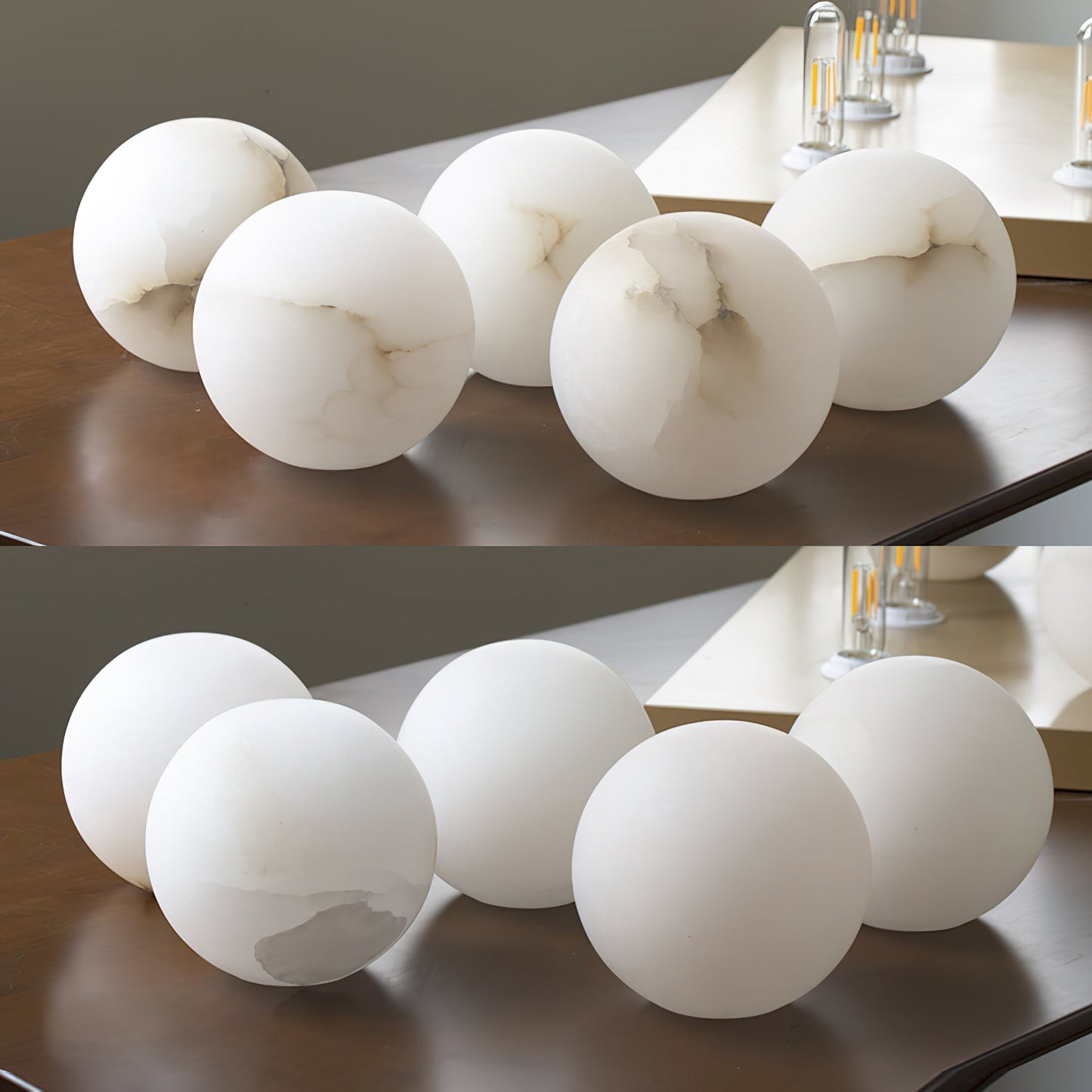 Pendant Lamp Modern Minimalist with Alabaster Globe Shade and Brass Fitting