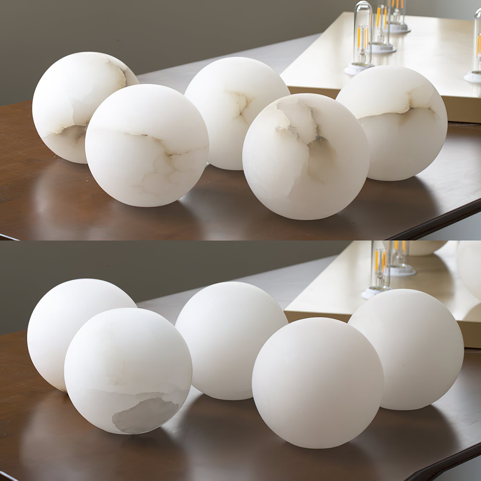 Pendant Lamp Modern Minimalist with Alabaster Globe Shade and Brass Fitting