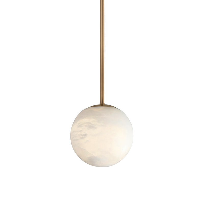 Pendant Lamp Modern Minimalist with Alabaster Globe Shade and Brass Fitting