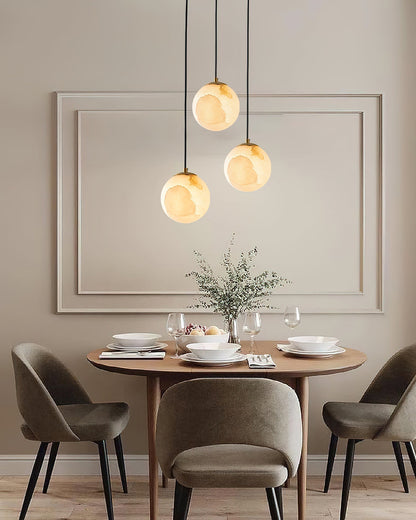 Pendant Lamp Modern Minimalist with Alabaster Globe Shade and Brass Fitting
