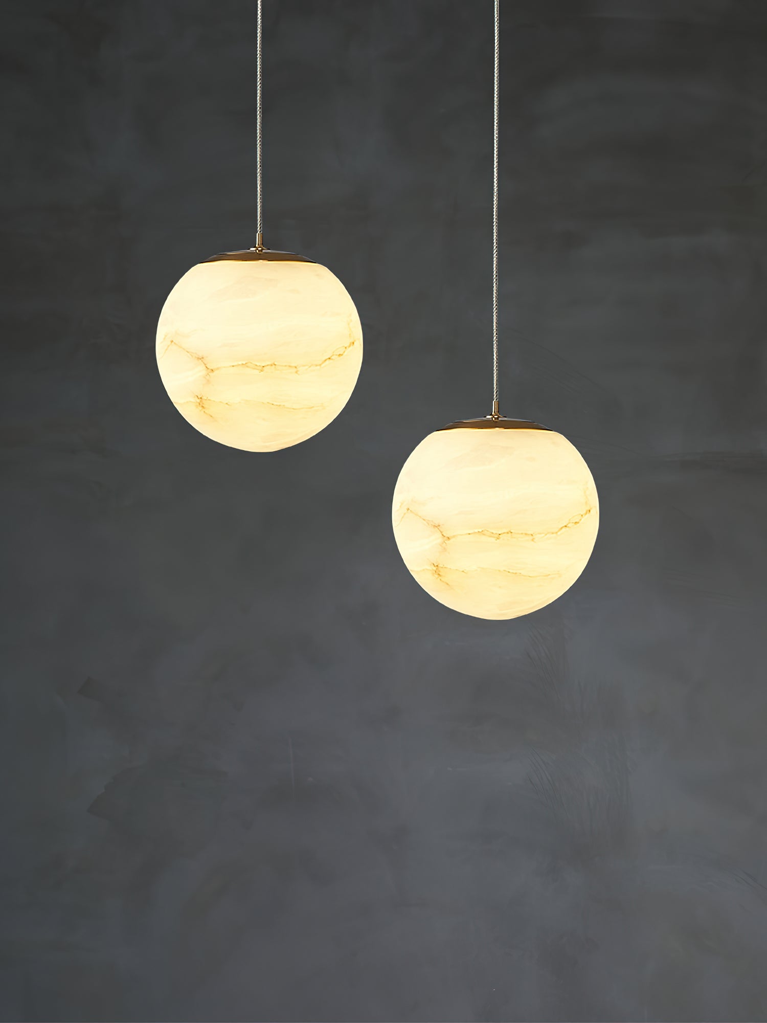 Pendant Lamp Modern Minimalist with Alabaster Globe Shade and Brass Fitting