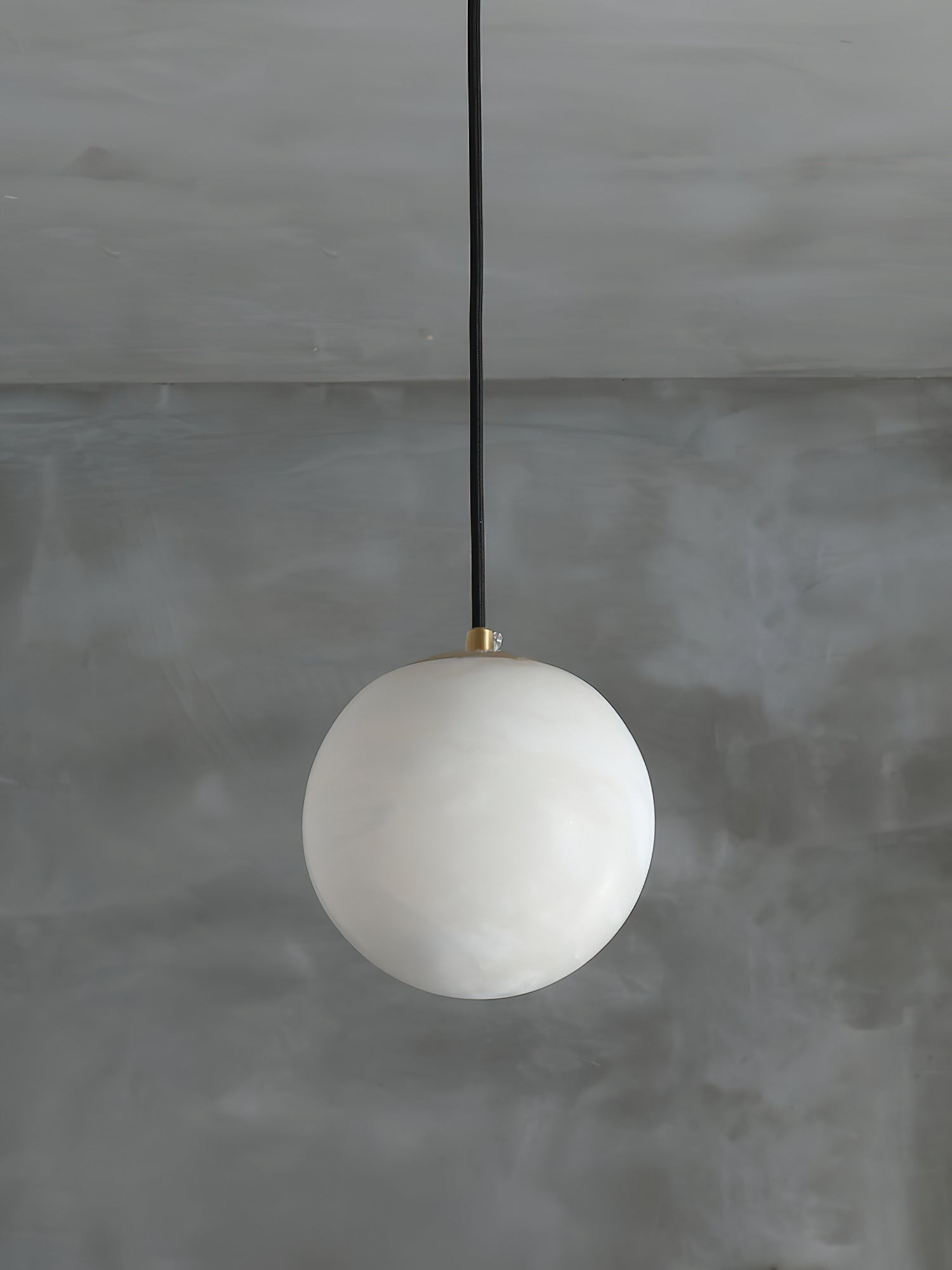 Pendant Lamp Modern Minimalist with Alabaster Globe Shade and Brass Fitting