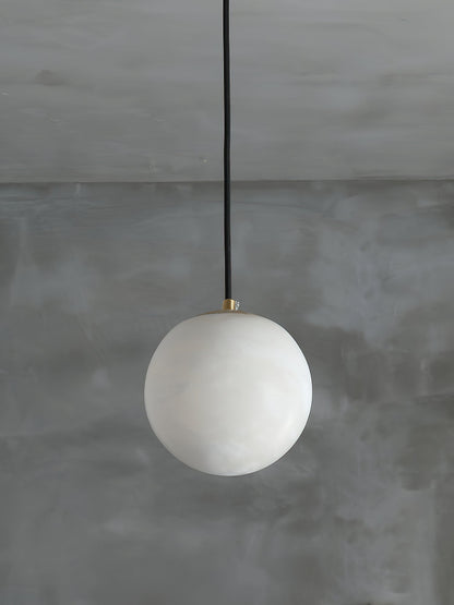 Pendant Lamp Modern Minimalist with Alabaster Globe Shade and Brass Fitting
