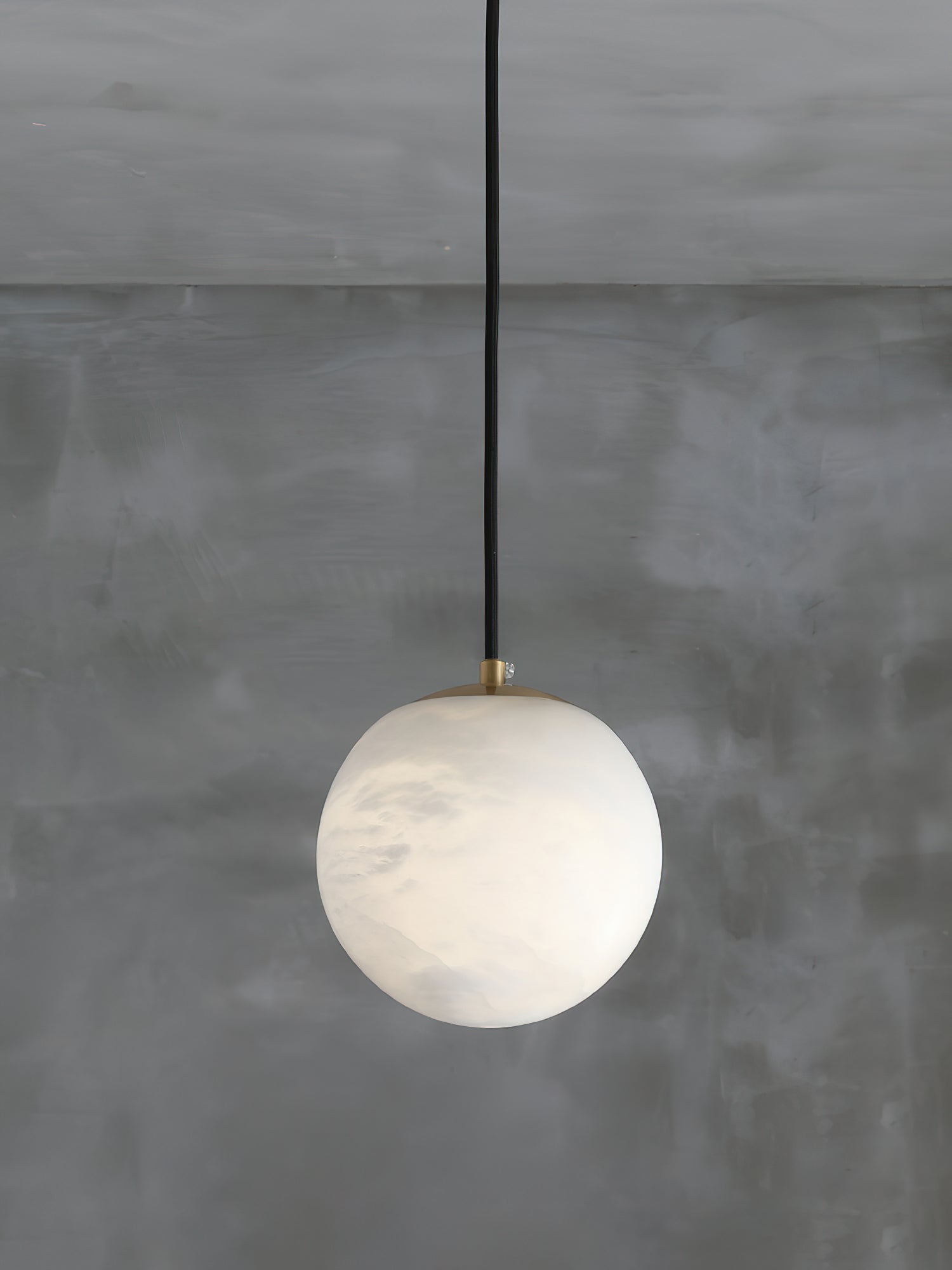 Pendant Lamp Modern Minimalist with Alabaster Globe Shade and Brass Fitting