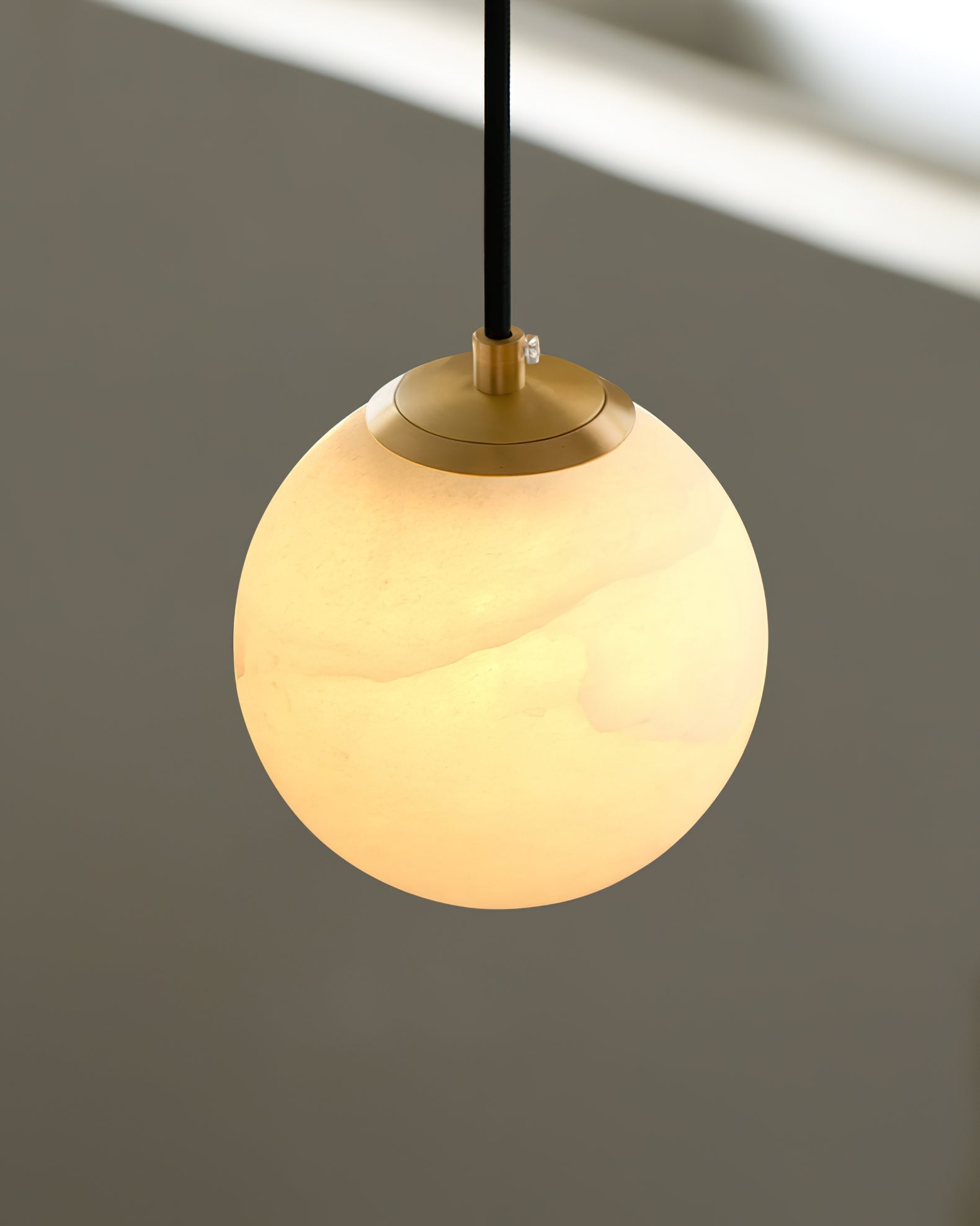 Pendant Lamp Modern Minimalist with Alabaster Globe Shade and Brass Fitting