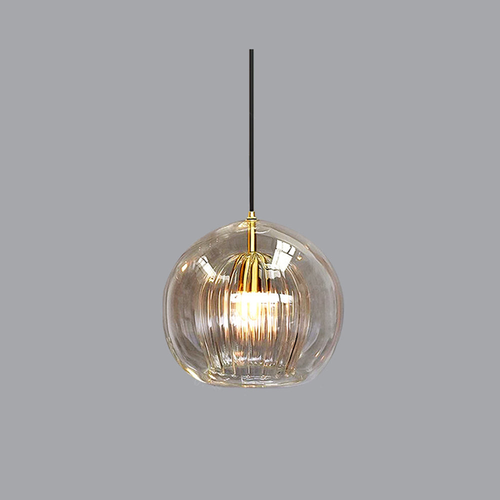 Pendant Lamp Modern with Double Glass Globe and Brass Fitting