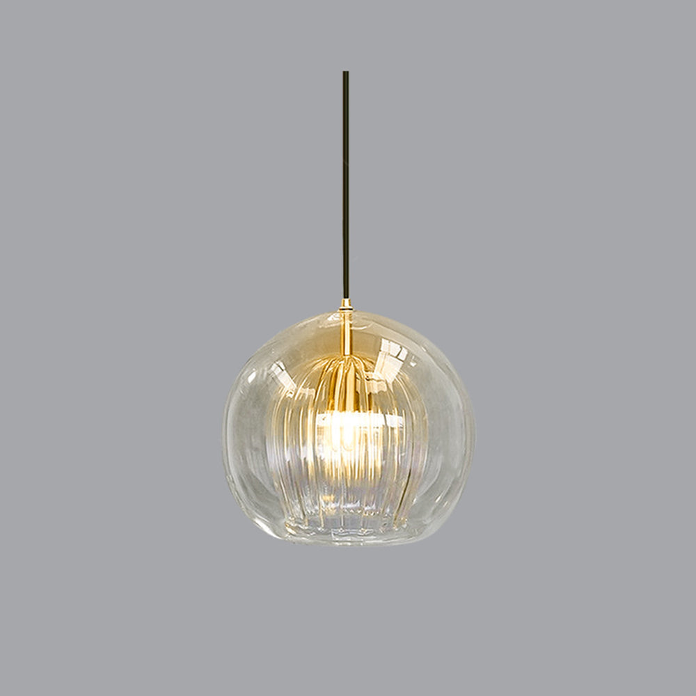 Pendant Lamp Modern with Double Glass Globe and Brass Fitting