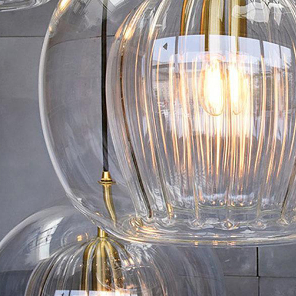 Pendant Lamp Modern with Double Glass Globe and Brass Fitting