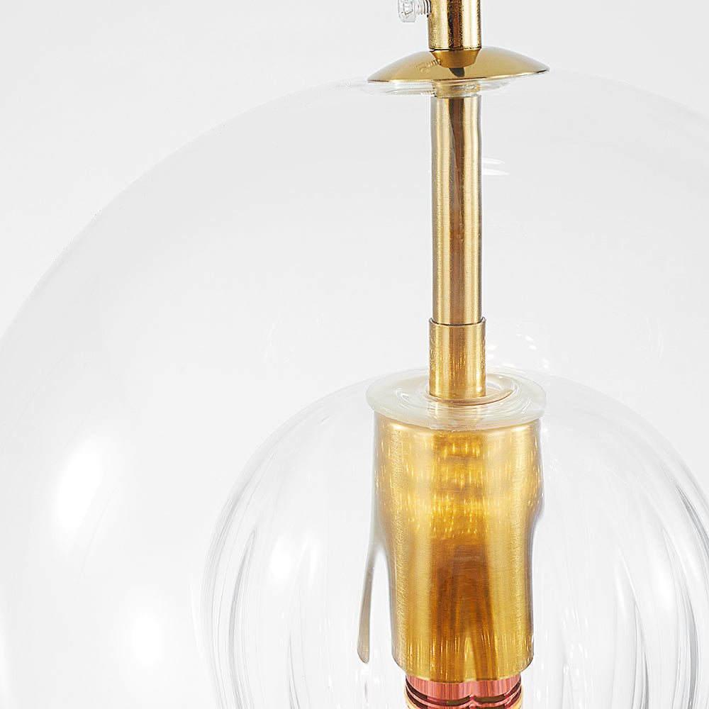 Pendant Lamp Modern with Double Glass Globe and Brass Fitting