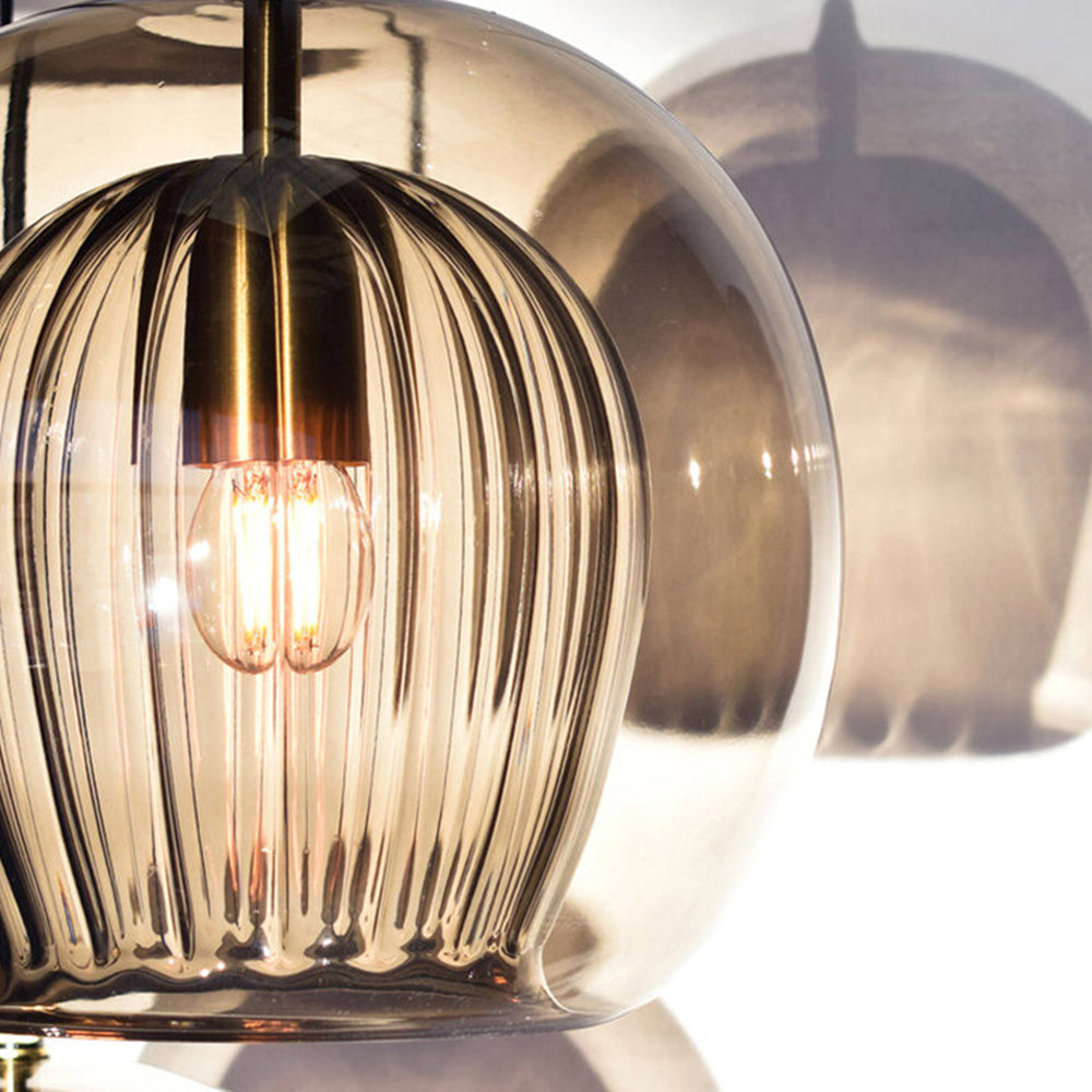 Pendant Lamp Modern with Double Glass Globe and Brass Fitting