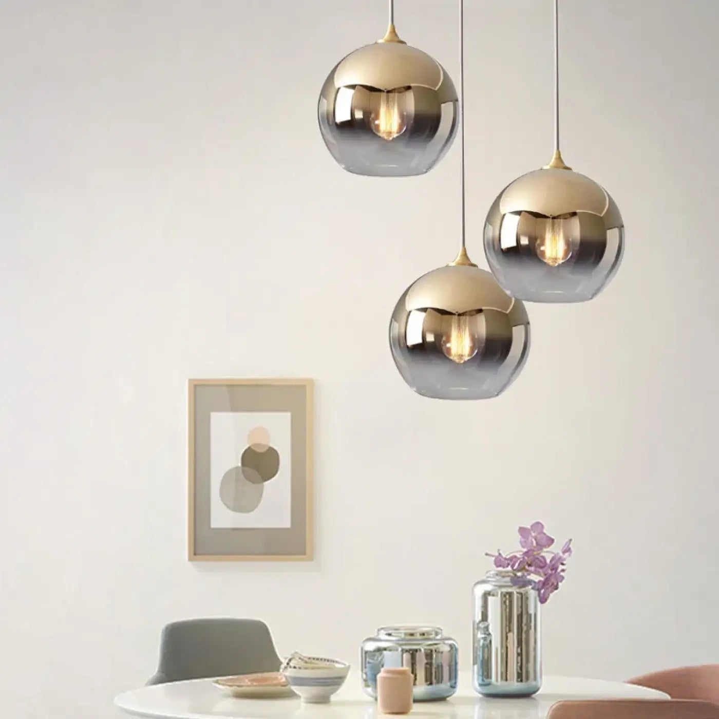 Pendant Lamp Modern with Gradient Glass Globe Shade