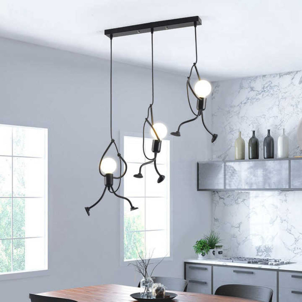 Pendant Lamp Modern with Little Person Figure, Single or Triple Light